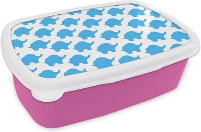 Broodtrommel Roze - Lunchbox - Brooddoos - Blauw - Olifant - Design - 18x12x6 cm - Kinderen - Meisje