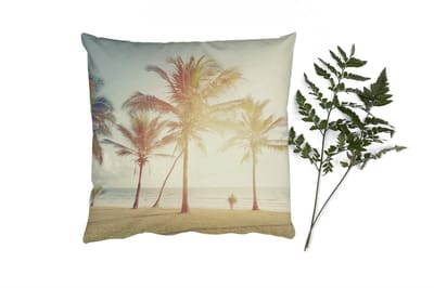 Sierkussens - Kussentjes Woonkamer - 40x40 cm - Zee - Palmboom - Zomer - Zon - Strand