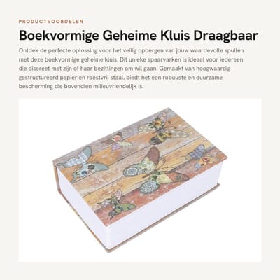 Dailygoods- Geheime Kluis Draagbaar - Spaarvarken - Spaarpot - Opbergkluis - Roestvrij Staal - 18,2 x 11,8 x 5,7 cm