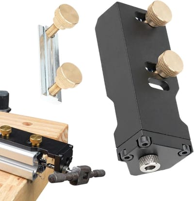 Boorgeleiding Aluminium - Stansgereedschap Locator - Houtbewerking Precisie - Verstelbaar Ontwerp - 10.5 cm Lengte - Zilverkleurig