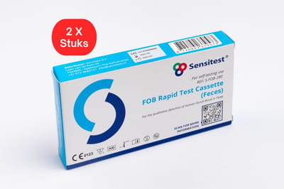 FOB Sneltest – Zelftest voor verborgen bloed in ontlasting – 2 stuks – Uitslag in 5 minuten – Eenvoudig thuis uit te voeren