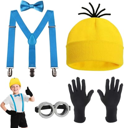 Minion Kostuum Kinderen - Gele Jumpsuit - Feestjes en Cosplay - Inclusief Steampunk Bril - Voor Kinderen - Geel