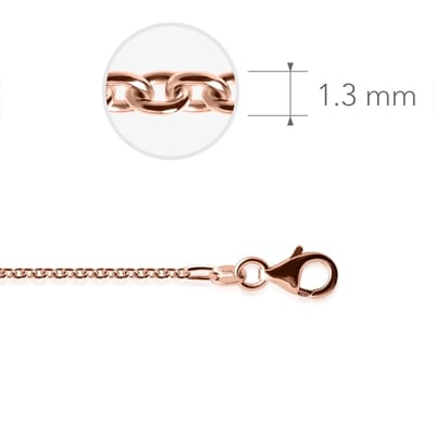 Gisser Jewels ANK35R-80 - Echt Zilveren Ketting - Anker met Karabijnsluiting - Rosé goudkleurig - 1.3 mm - 80 cm - Gerhodineerd Zilver 925 - Sieraad