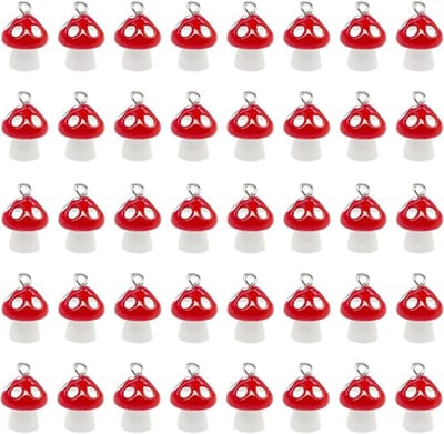 40 stuks hangers paddenstoelvorm hars bedels maken hangers kleine paddenstoelen ornamenten ornamenten paddenstoel sieraden doe-het-zelf handwerk voor armbanden halskettingen sleutelhangers