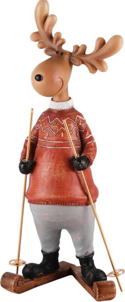 Rendier op ski's 24x10x7 cm Resina | A215190 | Dekoratief