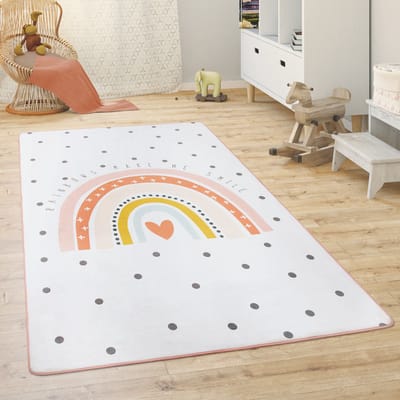 Paco Home Kindervloerkleed Kinderkamer Speelkleed Babykleed Dieren Regenboog Hart 80x150 cm