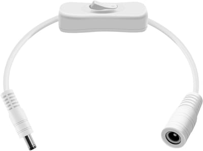 Verlengkabel met Schakelaar, 12V/24V, 22 AWG, DC 5.5 x 2.1 Stekker voor LED Strips en CCTV Camera's, 0.3 m Lang