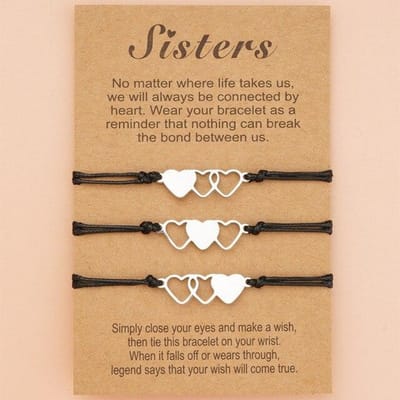 3 stks/set Charm Vriendschap zus Armbanden Unbiological Zus Beste Vriend Armband met Kaart Soul Zus BFF Bruidsmeisje Gift brown