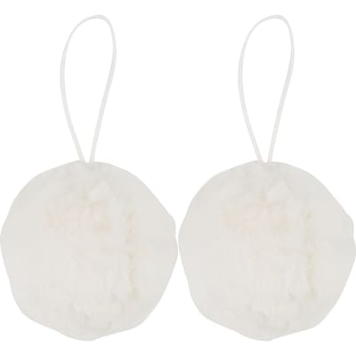 Pluche bal "Filis", ca. Ø 9 cm, 2 stuks - Wit