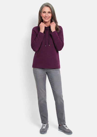 Sweatshirt met koordjes - aubergine - Gr. 19 van Goldner Fashion