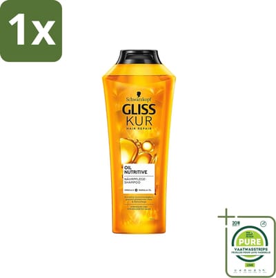 1 x Gliss-Kur - Shampoo - Oil Nutritive - Voedende Shampoo - Voor Stroef & Gespannen Haar - 400 ml - Shampoo Voor Stroef Haar - Voedend Shampoo - Hydraterend Shampoo - Haar Verzorging - Haar Verzorging Voor Gespannen Haar
