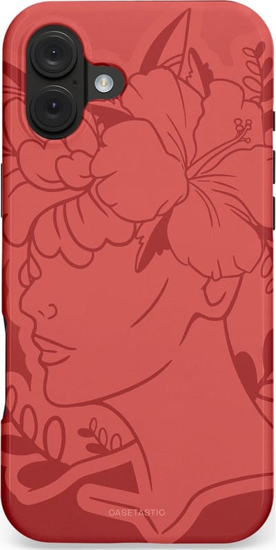 Casetastic hoesje geschikt voor Apple iPhone 16 Plus - MagSafe - Dubbellaagse bescherming - Bloemenfluistering - Fashion Case - Koraal Terracotta