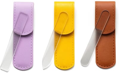 Vijlen voor natuurlijke nagels met leren etui, kristallen nagelvijl voor sterkere en gladdere nagels, herbruikbaar manicure-gereedschap