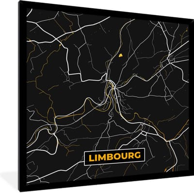 Fotolijst incl. Poster - Stadskaart - Gold - Limburg - Plattegrond - Kaart - 40x40 cm - Posterlijst