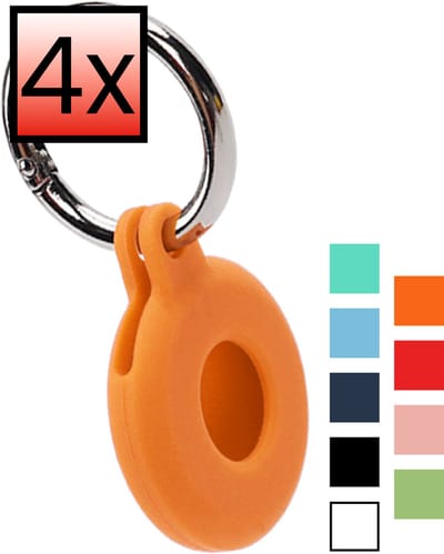 Hoesje Geschikt voor Apple AirTag 2 - Sleutelhanger Houder Siliconen Hoes - Hoes Geschikt voor Apple AirTag 2e generatie Hoesje - Oranje - 4 PACK