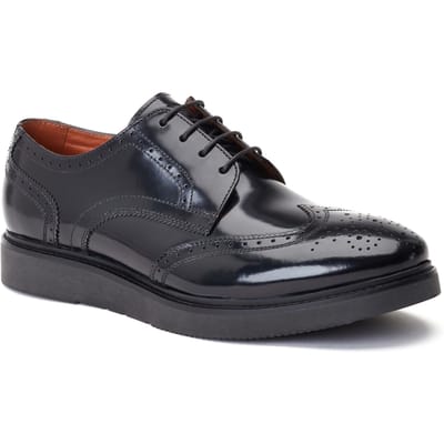 Base London Joe Leren Heren Zwarte Brogues Schoenen