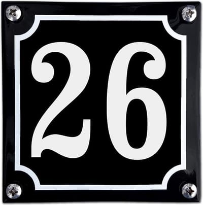 Zwart emaille huisnummer  - 26