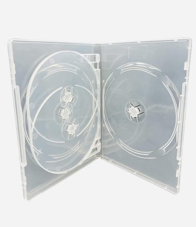 Set van 25 Stuks Doorzichtige 4-Vaks DVD/CD/Blu-Ray Hoesjes - 14mm Rugdikte