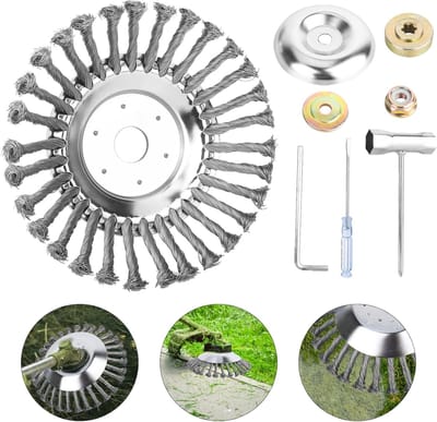 6 Inch Stainless Steel Professional Weed Brush - Stihl Brush Cutter Accessories - Weeding Wire Brush - 25.4 mm Bore