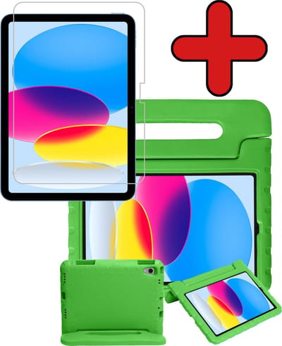 Hoesje - Geschikt voor Apple iPad A16/A18 (2022/2025/2026) - 10.9 & 11 inch (10e, 11e & 12e generatie) - Met Screenprotector - Kinderhoes - Shockproof Bumper - Kidsproof Case - Tablethoes - Kinder Hoes Cover - Groen