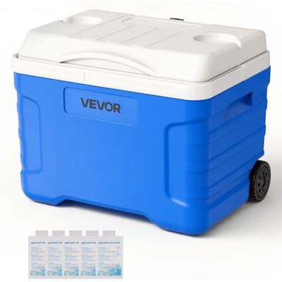 VEVOR Koelbox, 20 liter passieve koelbox met wielen, houdt voedsel tot 48 uur koel, geïsoleerde box met ijsbehoud, koelbox zonder elektriciteit, ultralicht voor picknicks, barbecues en kamperen