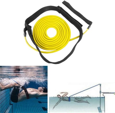 1 stuk - Zwemtrainingsband - Zwemweerstandsband - Zwemstatische trainingsband - Geel - 4 m - Geschikt voor kinderen en volwassenen - Geschikt voor zwembaden in hotels, huizen en cruiseschepen
