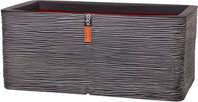 Capi Europe - Bloembak rechthoek Rib NL - 73x39x32 - Antraciet - Opening Ø31 - Bloempot voor binnen en buiten - Levenslang garantie - Breukbestendig - 100% Recyclebaar - CO2 Neutraal geproduceerd - KOFZ963