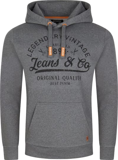 riverso Heren trui RIVArmin regular fit Grijs S Volwassenen Warme Sweater met Vintage Print & Capuchon