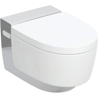 Geberit AquaClean Mera Comfort Douche WC - geurafzuiging - warme luchtdroging - ladydouche - softclose - glans/chroom afdekplaatje - glans wit verchroomd