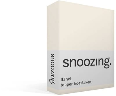 Snoozing - Flanel - Topper - Hoeslaken - Eenpersoons - 80/90x200 cm - Ivoor