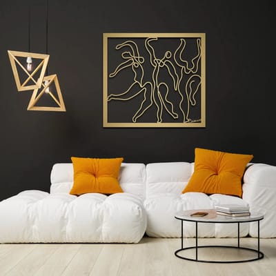Metalen Wanddecoratie Picasso – 3D Wandkunst – Goud – 50 x 47 cm
