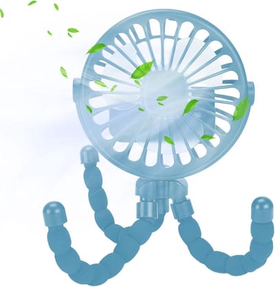 Draagbare Ventilator - Mini Koeler - Kinderwagen Baby - 360 Graden Draaibaar - 9.7cm Blad - Blauw