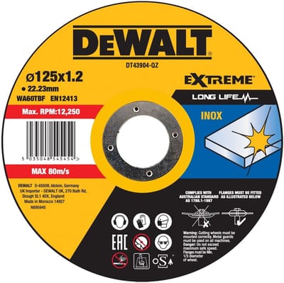 DeWALT DT43904 Doorslijpschijf RVS 125mm
