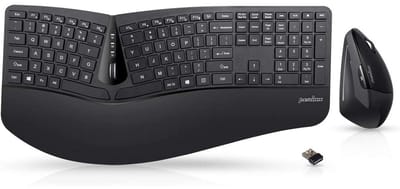 Perixx Periduo-605NL Draadloze Ergonomische Toetsenbord en Muis Set – Gesplitst Design – QWERTY/US – 4-Richtingen Scrollwiel – NL Editie