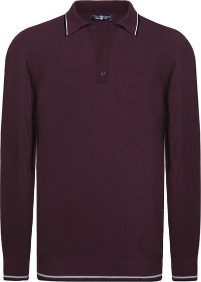 Jimmy Sanders Gebreide Polo Trui - Polo Kraag - Sweater - 100% Katoen Heren Pruim - M