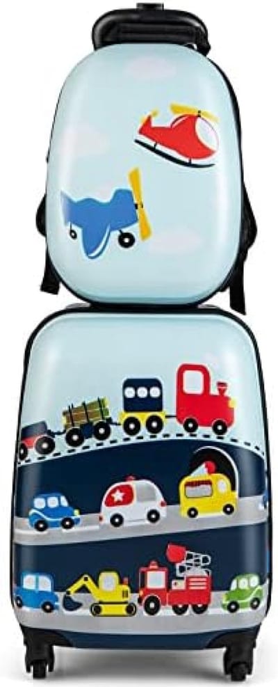 Kinderkoffer met rugzak | Kindertrolley | Harde kinderkoffer met wielen | Verstelbare handgreep | Multifunctionele bagage voor kinderen
