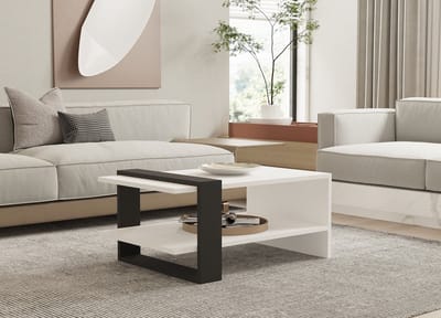 Funda Salontafel | 100% MELAMINE | Antraciet, Wit - Emob - Salontafel - Wit - Melamine; Spaanplaat