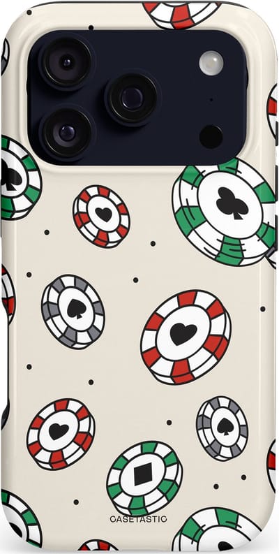 Casetastic hoesje geschikt voor Apple iPhone 17 Pro - MagSafe - Dubbellaagse bescherming - Casino Chips Patroon - Fashion Case - Lichtgrijs Wit Crème