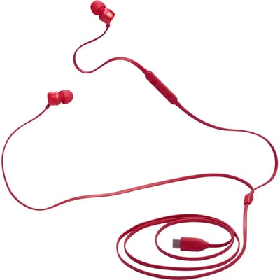 JBL Tune 310C - USB-C Oordopjes voor iPhone 15, 16 & 17 - Bedrade In-ear met Microfoon - Oortjes Bedraad - JBL Pure Bass - Android & Laptop - Rood