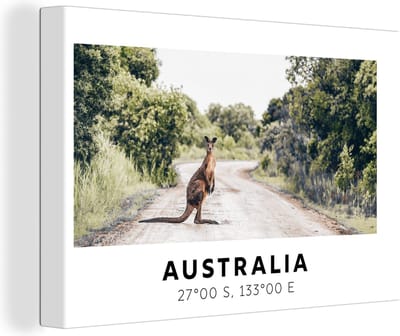 Canvas Schilderij Kangoeroe - Australië - Dieren - 30x20 cm - Wanddecoratie