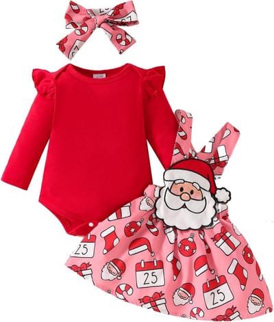 Schattige Set voor Pasgeboren Baby Meisjes: Jurk met Schortrok en Hoofdband