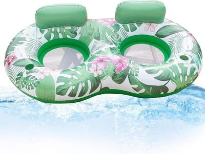 Opblaasbare Hangmat - Drijvend Bed - Zwemmen Ontspannen - Waterdicht PVC Materiaal - Enkel of Dubbel - Groene Bladeren