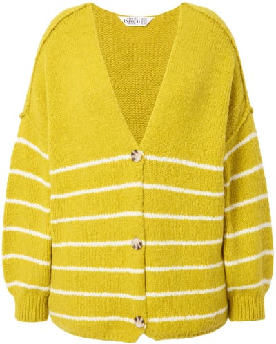 Studio Untold - Dames - Vest oversized Bretonse strepen lange mouw - Geelgroen - Maat 42+