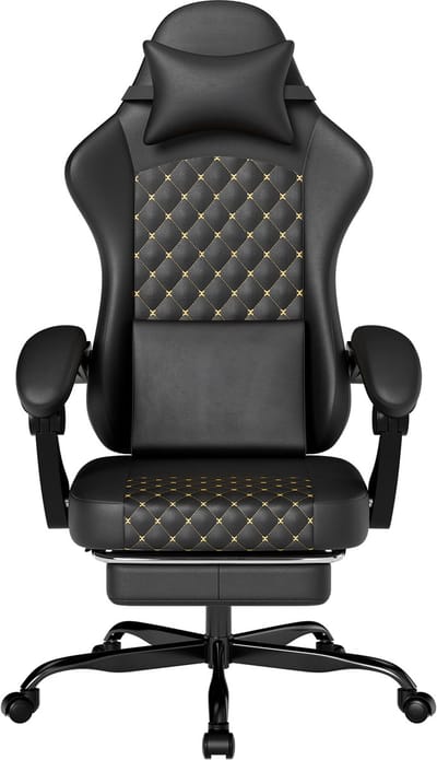 Ergonomische Gamestoel - PC Stoel met Massage en Voetensteun - Verstelbare Rugleuning - 150 kg Draagvermogen - Voor Gamen - 58,5x63x120,5 cm - Zwart