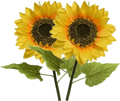 Bellatio Design Kunstbloem Zonnebloem tak - 2x - 76 cm - geel - kunst zijdebloem - decoratie bloemen