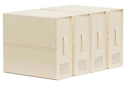 Beddengoedset Organizer 4-pack voor Queensize en Kingsize - Opvouwbare Opbergdoos voor Dekbedovertrekken en Kleding - Beige Linnen Kastorganizer