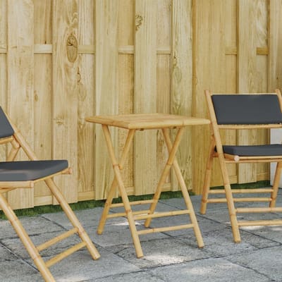 Inklapbare tuintafel - Bamboe salontafel - Buiten zitten - Lattendesign waterdoorlatend - 55 x 55 x 75 cm - Natuurlijk hout