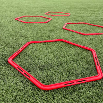 Hexa Hoepel set á 4 stuks Hexagon - Rood 48cm - Trainingsmaterialen Sport