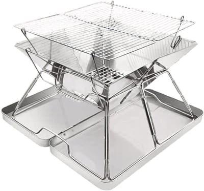 Ploutos® Tafel Bbq Houtskool - Houtskool BBQ - Houtskool Barbecue - Zilver - 31cm x 31cm x 25cm