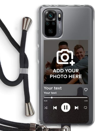 Gepersonaliseerd - Case Company® - Hoesje met koord geschikt voor Xiaomi Redmi Note 10 Pro hoesje met Koord - Music Player - Telefoonhoesje met Zwart Koord - Bescherming aan alle Kanten en Over de Schermrand